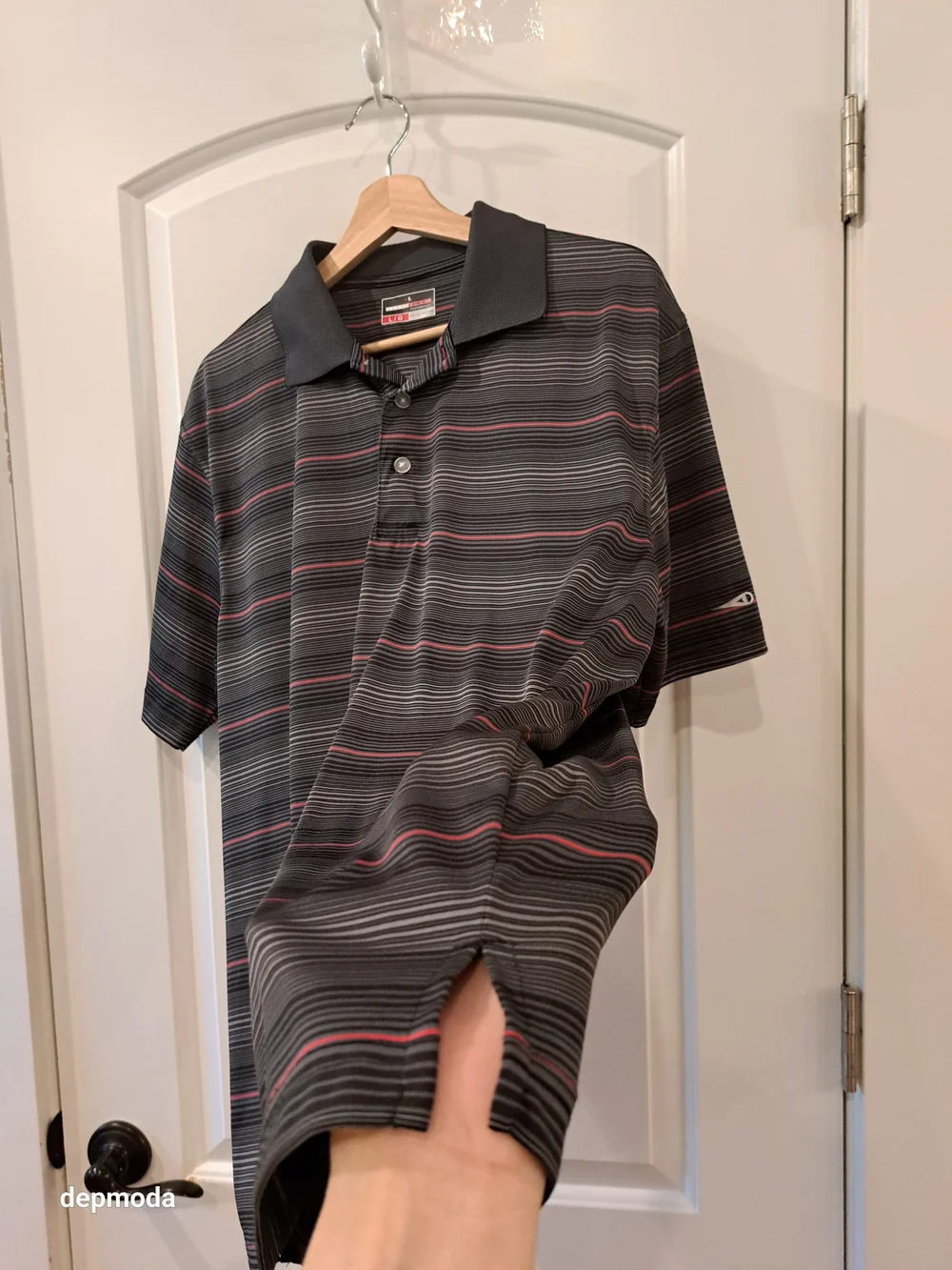 Grand Slam Men's Black Polo with Red Stripe Accents Size L